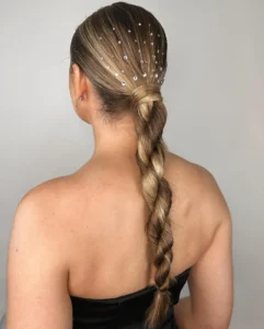 15. embellished rope ponytail on honey bronde rope braid hairstyles