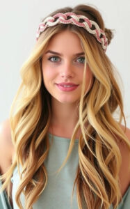 Baby Shower Hairstyles: Cute and Comfortable Ideas beachy waves with boho band