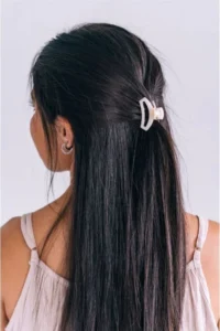 classic half up claw clip hairstyle