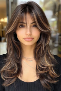 curtain bangs with layered long hair 10
