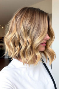 golden blonde textured lob