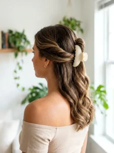side swept claw clip style