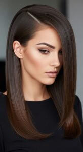 sleek deep side part hair hairstyle