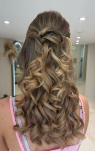 twisted half up curls prom hairstyle