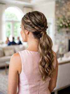 twisted low ponytail with loose waves
