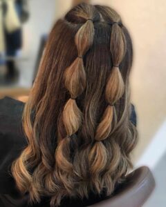 two bubble braids half up half down