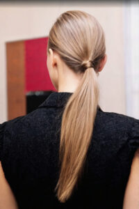 wrapped low ponytail