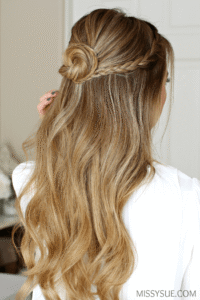 half up bun braids prom hairstyle