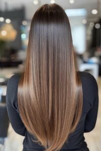 longstraight chocolate brown color melt