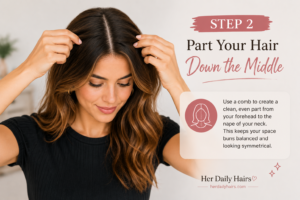 step 2 part your hair down the middle