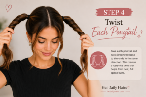 step 4 twist each ponytail
