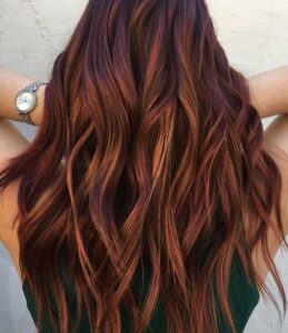 burgundy with copper highlights