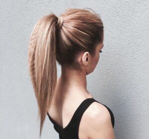 crimped high ponytail