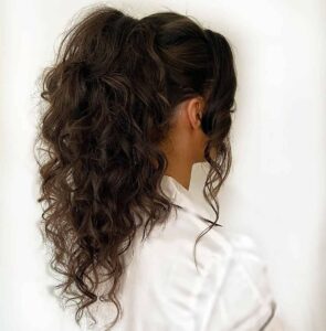 curly high ponytail