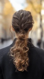 curly low ponytail