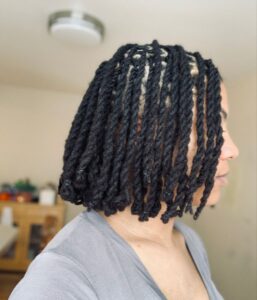 faux bob with pinned locs