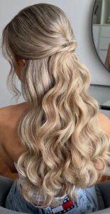 half up style with loose waves