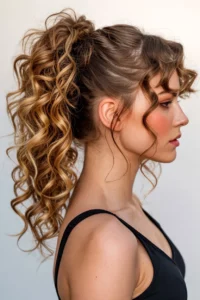 high ponytail with face framing pieces