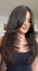long hair with face framing layers