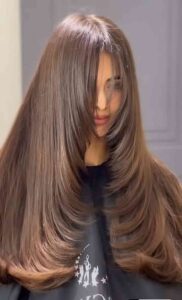 long, straight hair with face framing layers