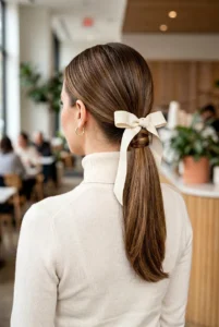 low ponytail with a bow