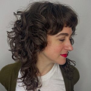 medium wolf cut with curly texture