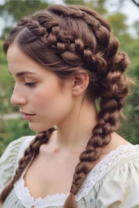 milkmaid braid into a ponytail