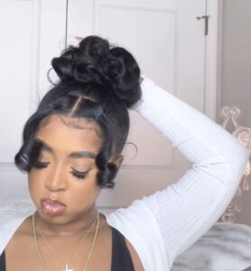 silk press with a protective updo