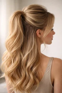 teased crown ponytail