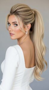 teased crown with straight ends