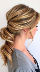 textured low ponytail