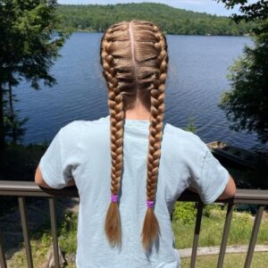 braided pigtails or a single braid
