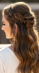 half up braided style