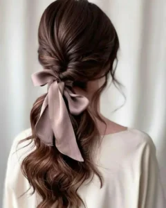low ponytail with a bow