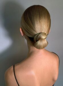sleek low bun