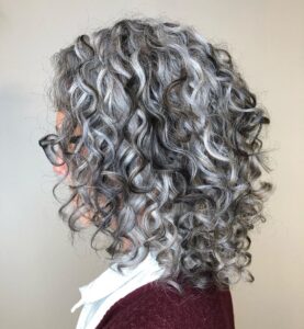 soft curls for silver or gray hair